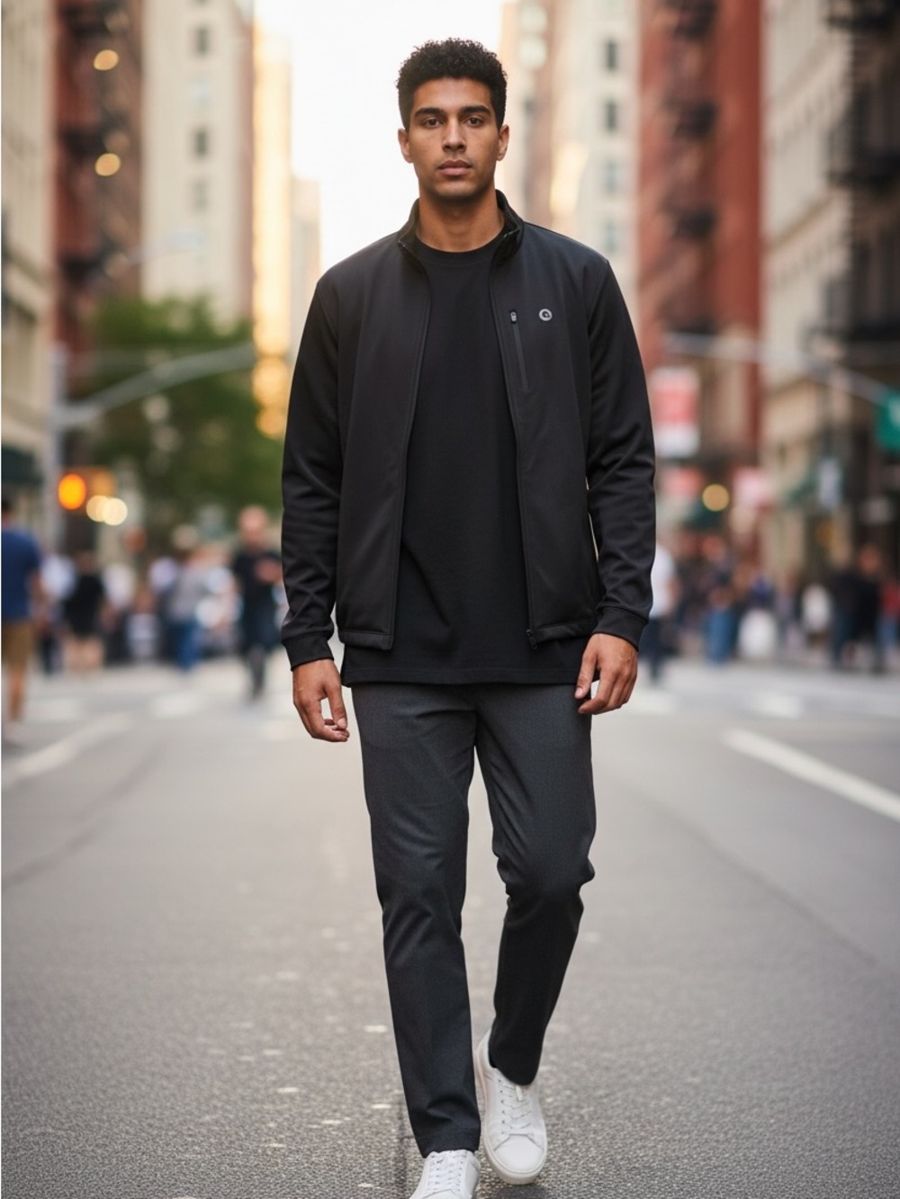 Black Zip-Up Athletic Jacket - Size M